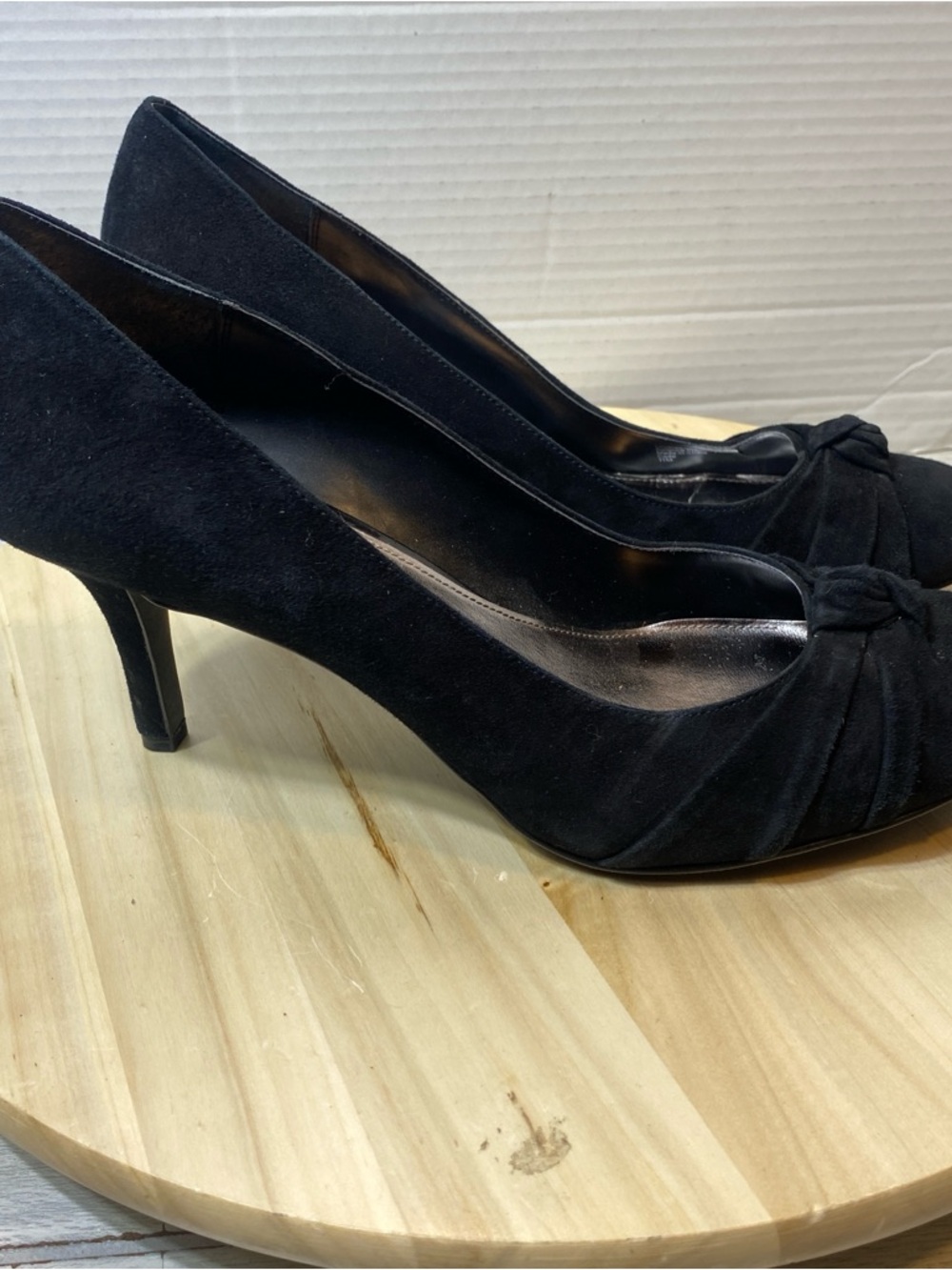 Alfani Heel Shoes Womens 11M Black Low Top Classic Leather Upper Bow Round Toe